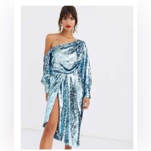 ASOS blue sequin party dress